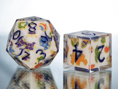 Kyo-Yuzen - 7 Piece Handmade Resin Dice