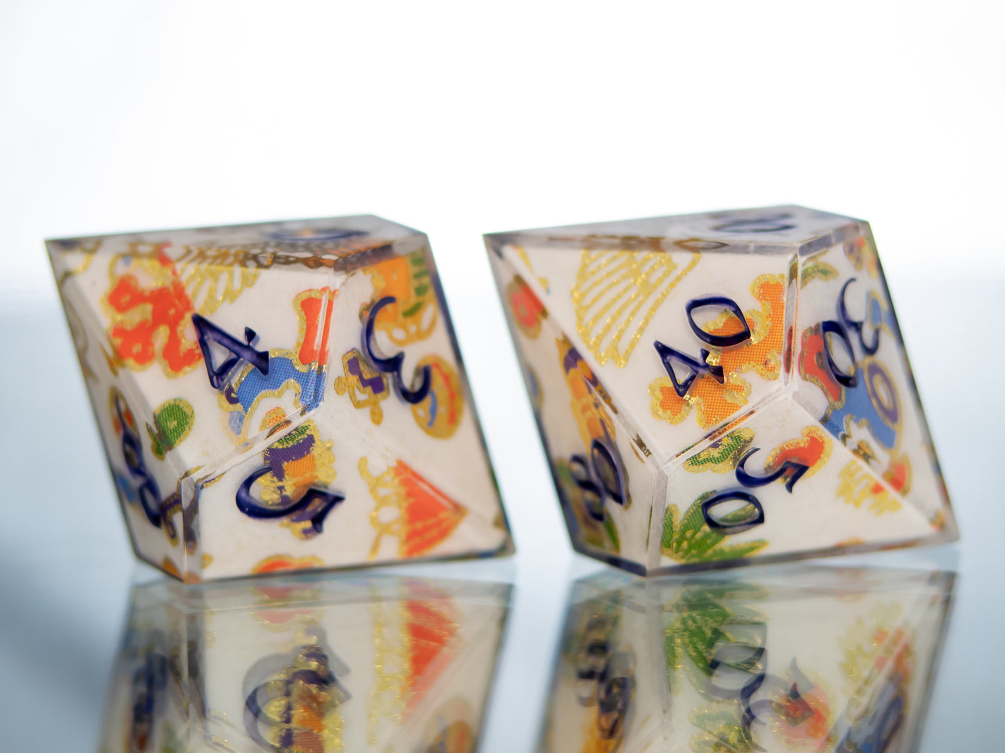 Kyo-Yuzen - 7 Piece Handmade Resin Dice