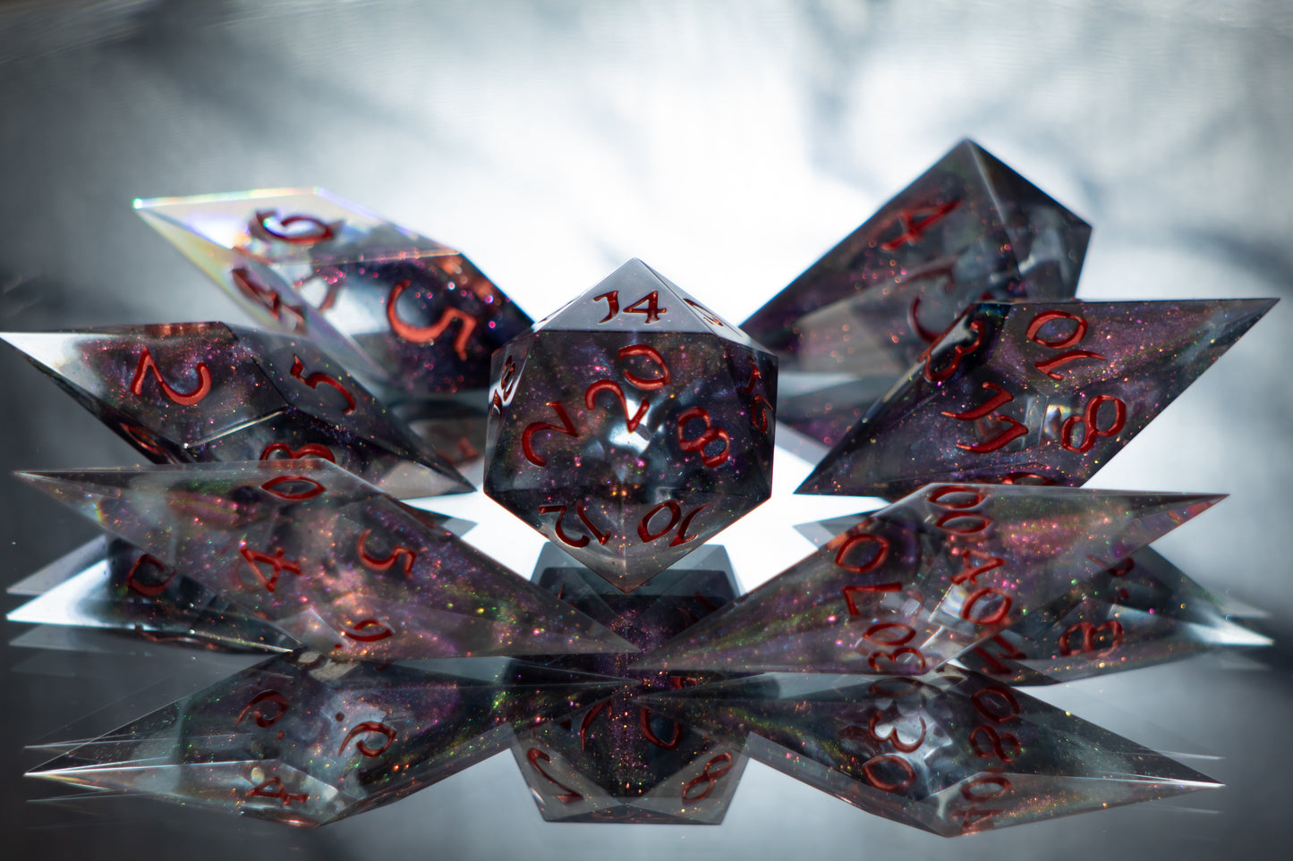 Corruption - Sharp 7 Piece Handmade Resin Dice