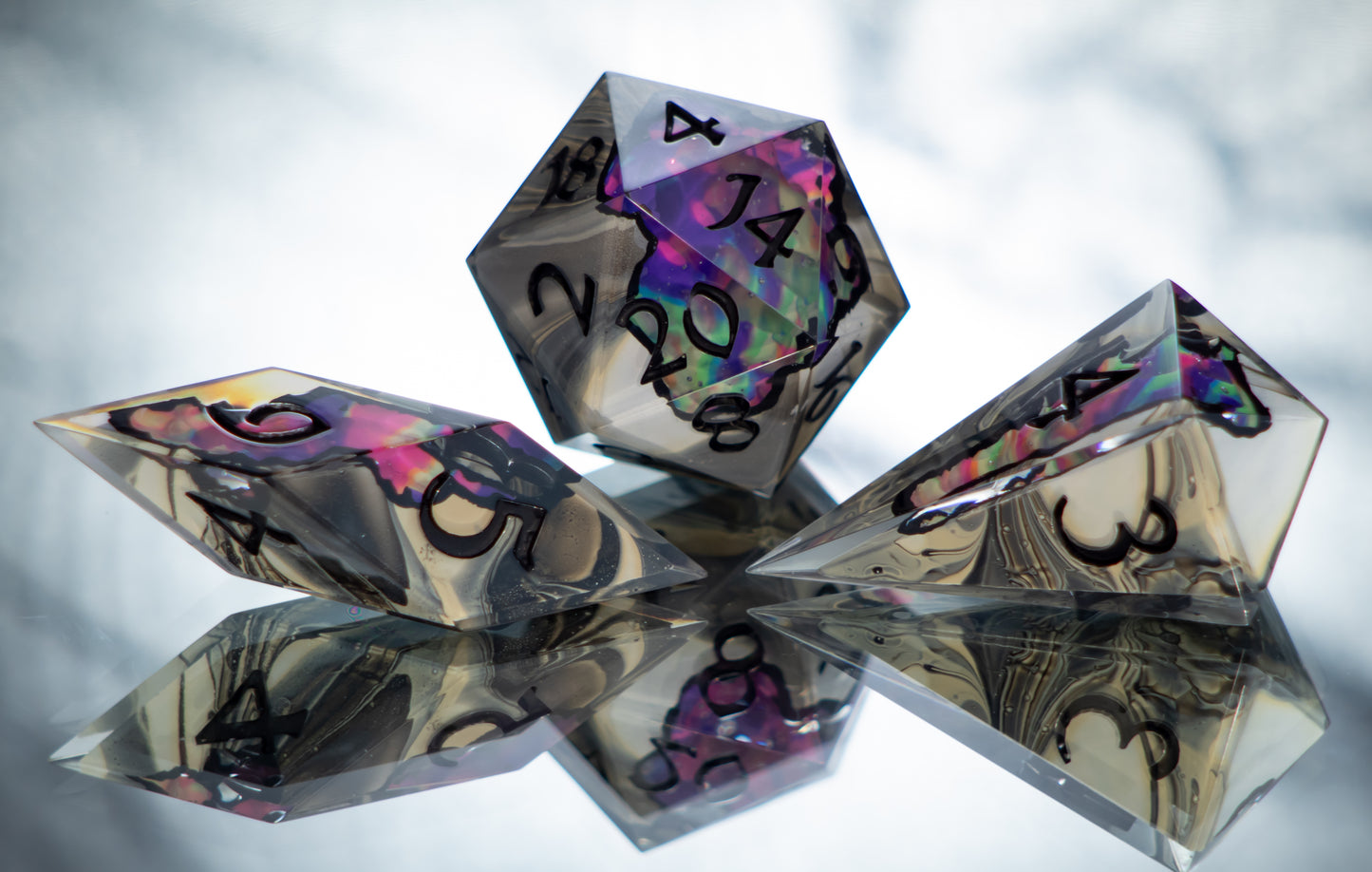 True Self- Sharp 7 Piece Handmade Resin Dice