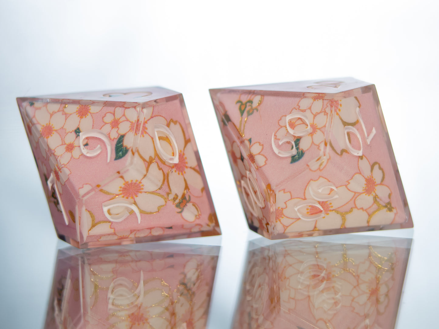 Sakura Garden - 7 Piece Handmade Resin Dice