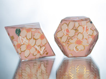 Sakura Garden - 7 Piece Handmade Resin Dice