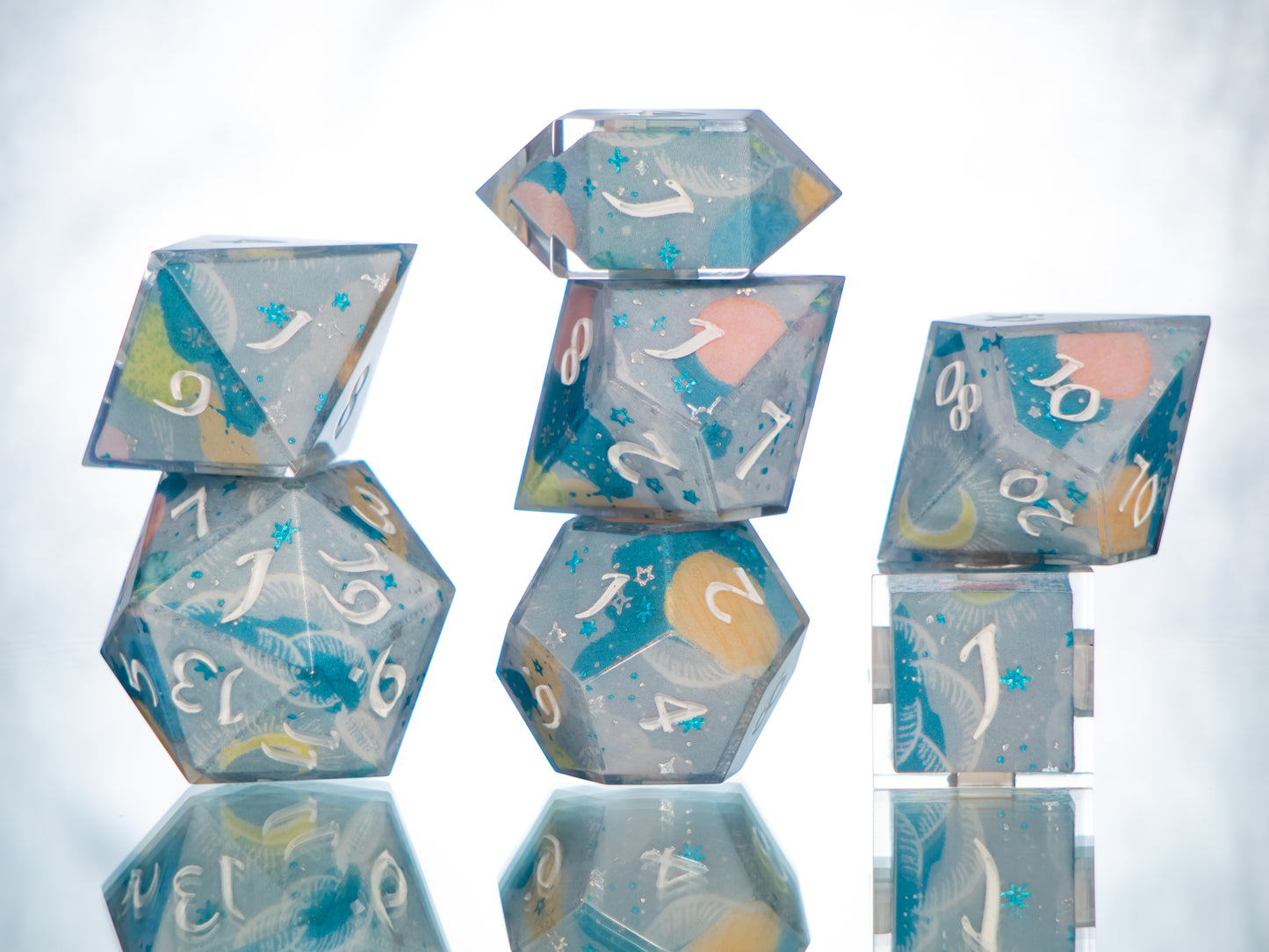 Pastel Planets - 7 Piece Handmade Resin Dice