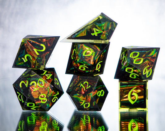 Poison Spray - Alt 7 Piece Handmade Resin Dice