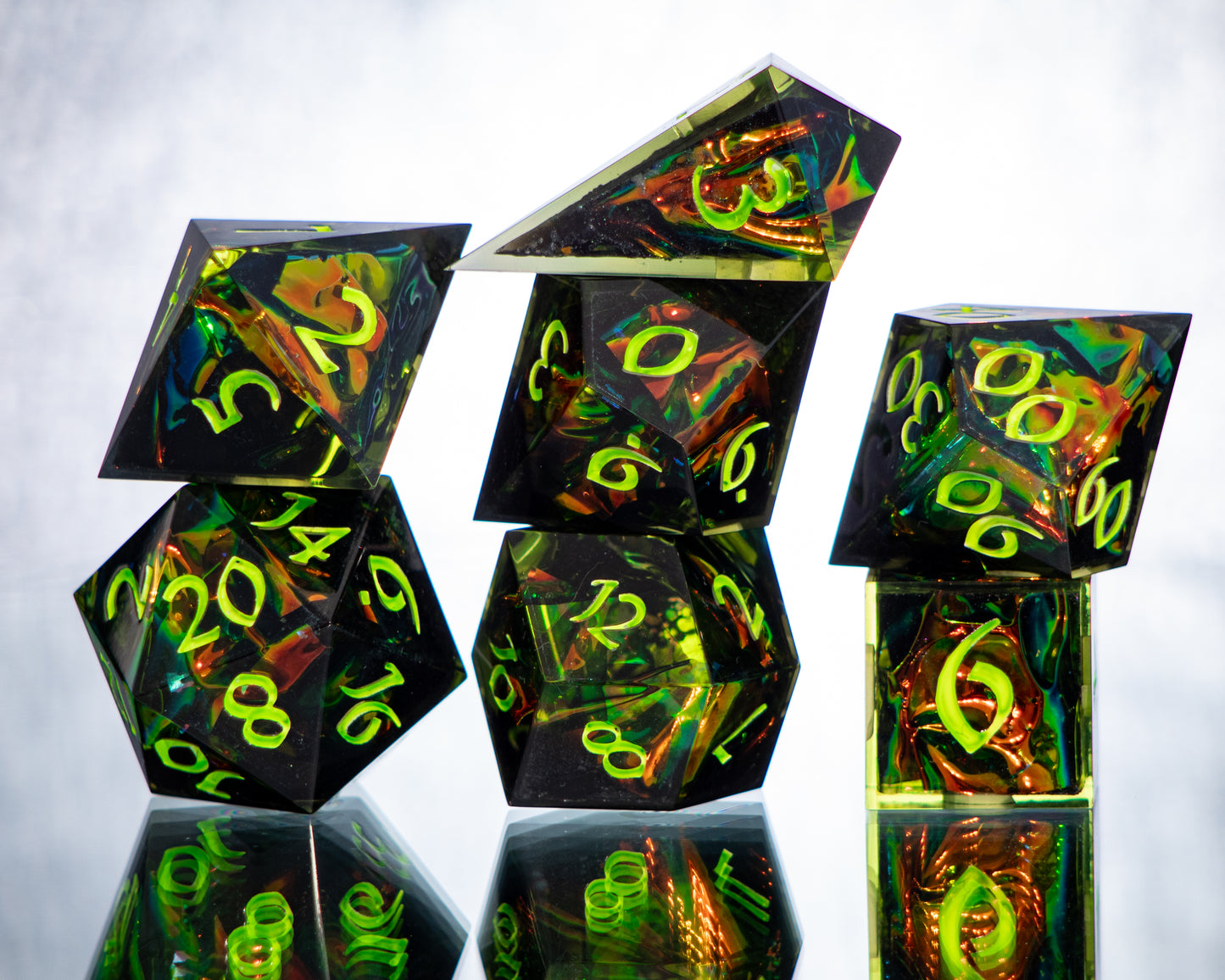 Poison Spray - Alt 7 Piece Handmade Resin Dice