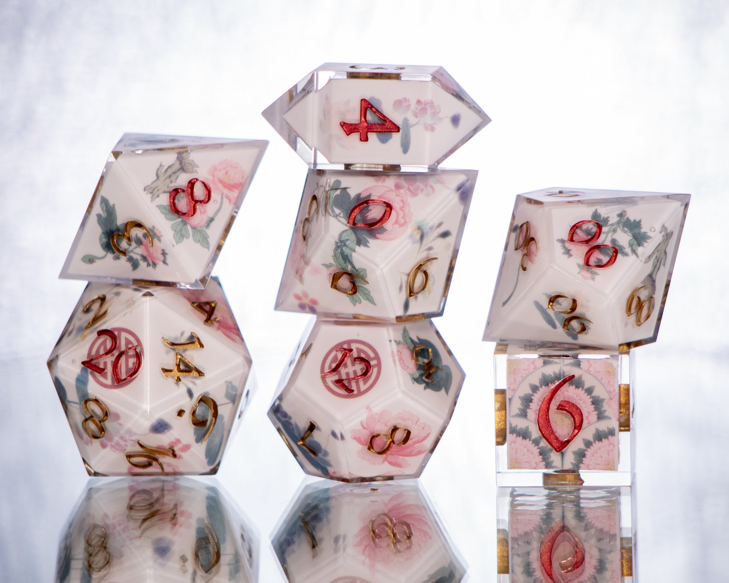 Lotus Temple - 7 Piece Handmade Resin Dice