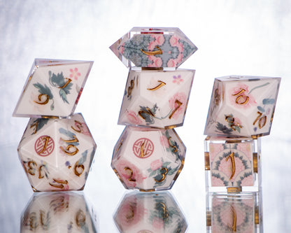 Lotus Temple - 7 Piece Handmade Resin Dice