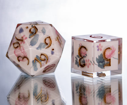 Lotus Temple - 7 Piece Handmade Resin Dice