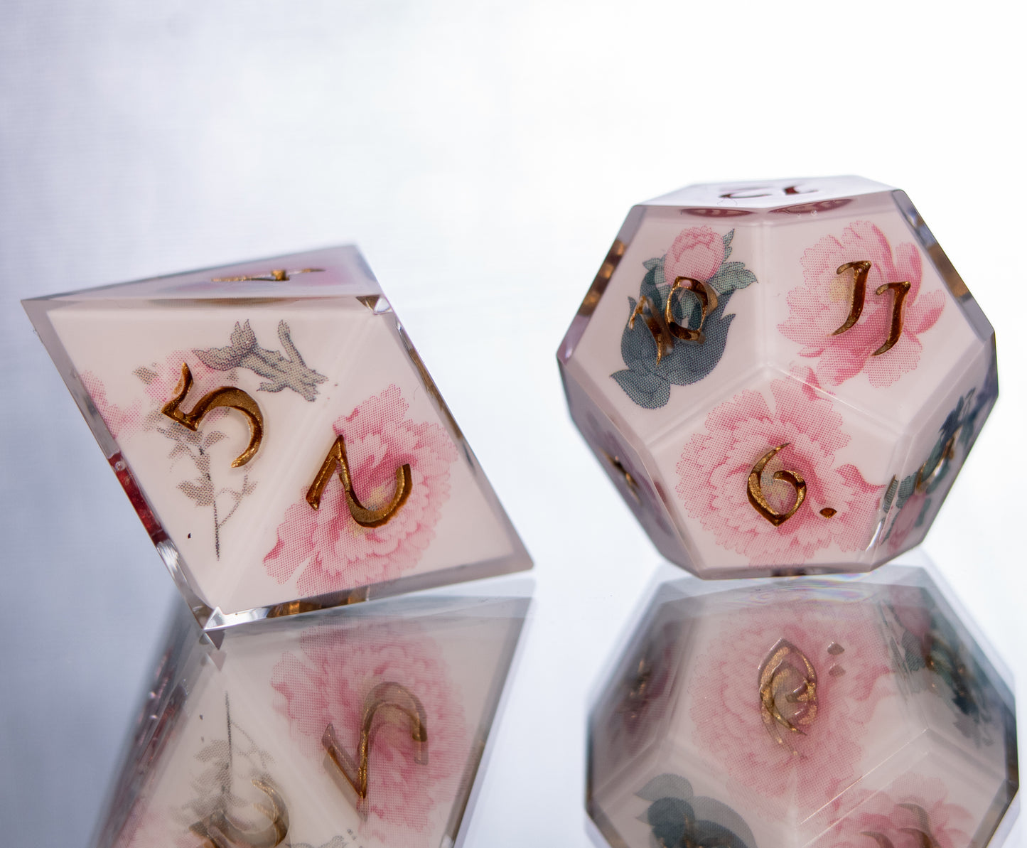 Lotus Temple - 7 Piece Handmade Resin Dice