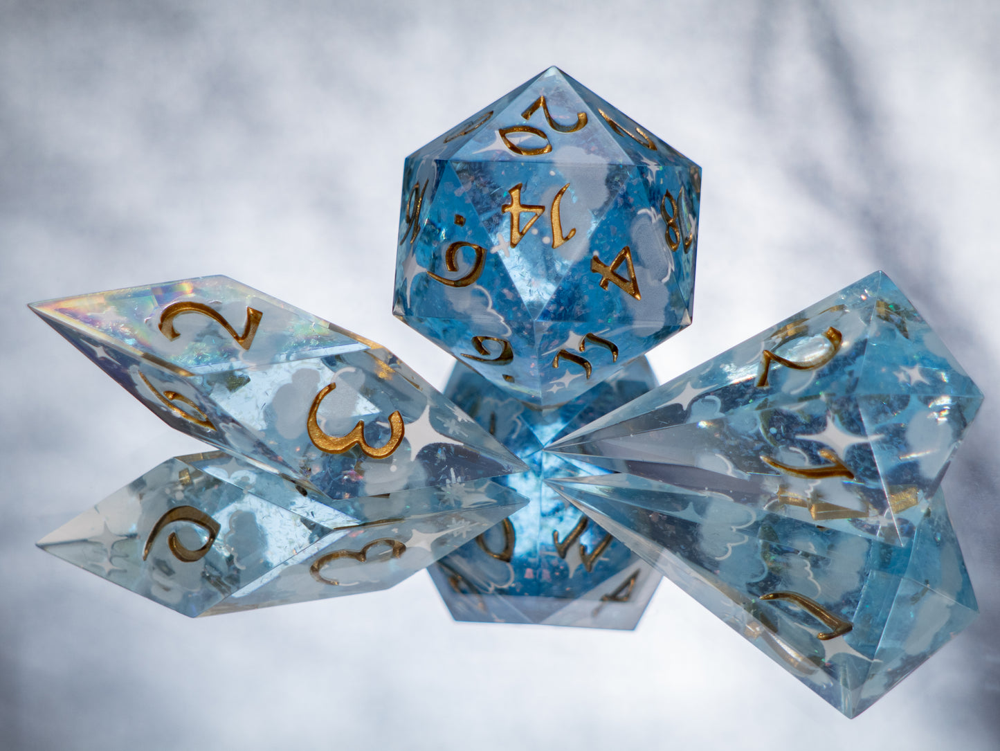 Starry Dreams - Sharp 7 Piece Handmade Resin Dice