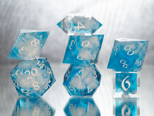 Blue Skies - 7 Piece Handmade Resin Dice