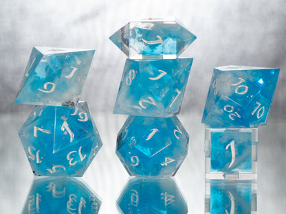 Blue Skies - 7 Piece Handmade Resin Dice