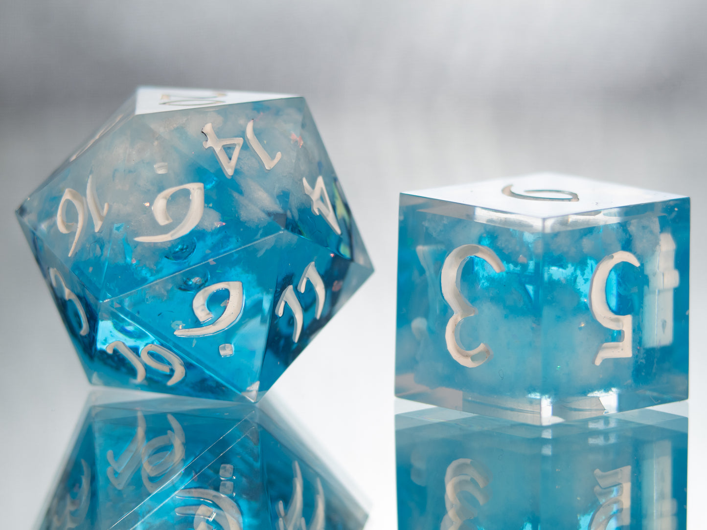 Blue Skies - 7 Piece Handmade Resin Dice