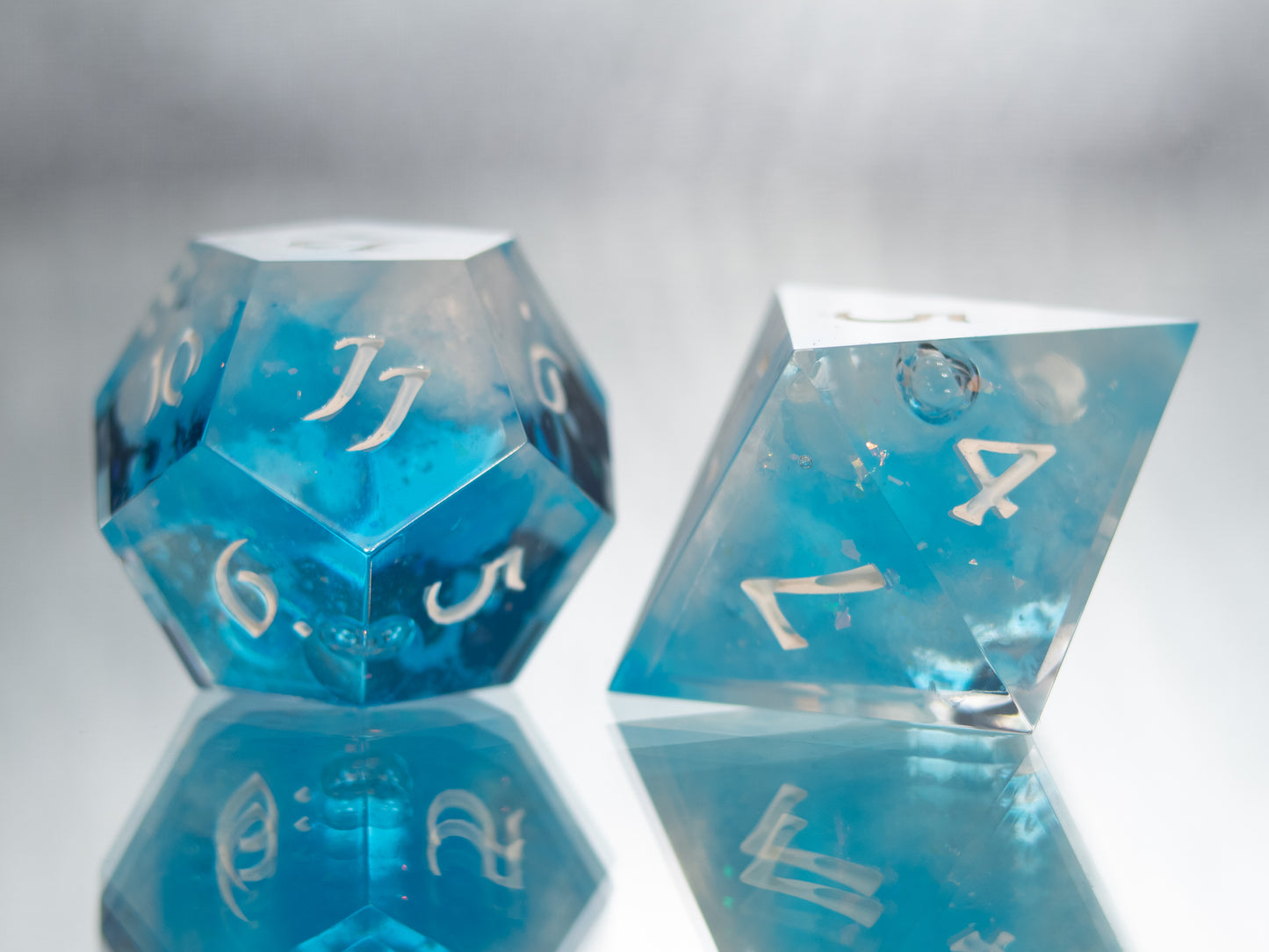 Blue Skies - 7 Piece Handmade Resin Dice