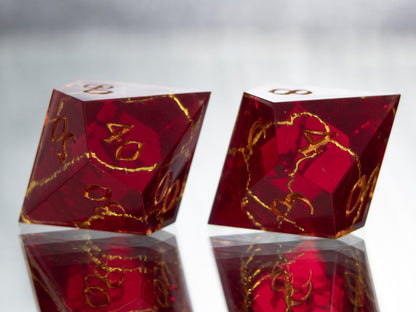 Ruby Kintsugi - 7 Piece Handmade Resin Dice