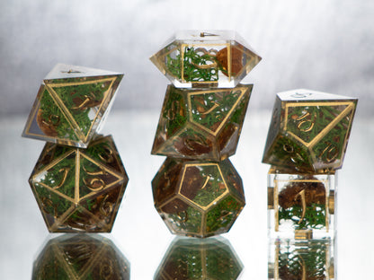 Mushroom Terrarium - 7 Piece Handmade Resin Dice