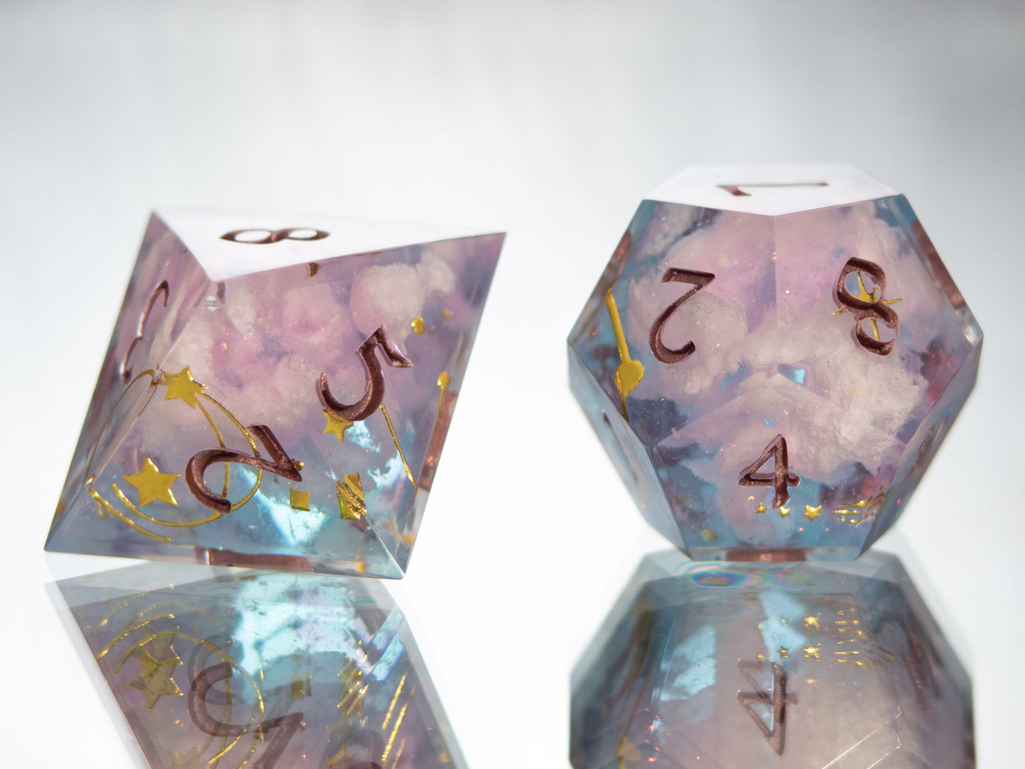 Cotton Candy Dreams - 7 Piece Handmade Resin Dice