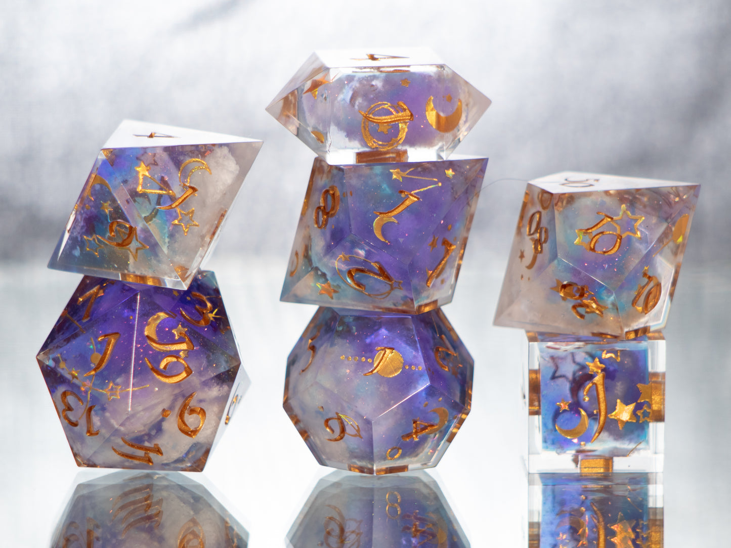 Dreamy Clouds - 7 Piece Handmade Resin Dice