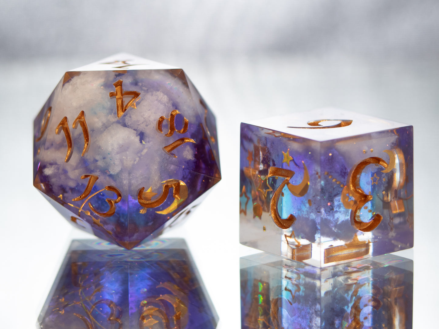 Dreamy Clouds - 7 Piece Handmade Resin Dice