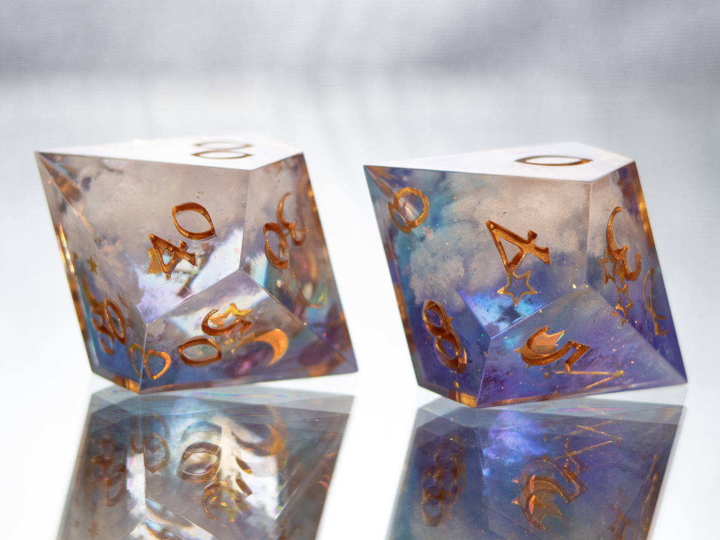 Dreamy Clouds - 7 Piece Handmade Resin Dice