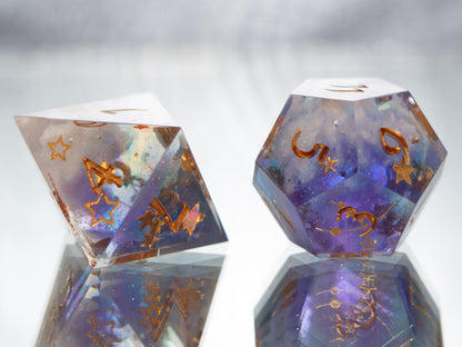 Dreamy Clouds - 7 Piece Handmade Resin Dice