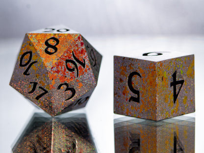 Embers- 7 Piece Handmade Resin Dice