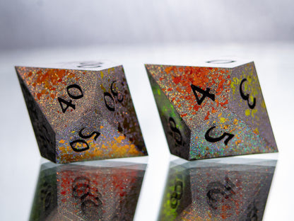 Embers- 7 Piece Handmade Resin Dice