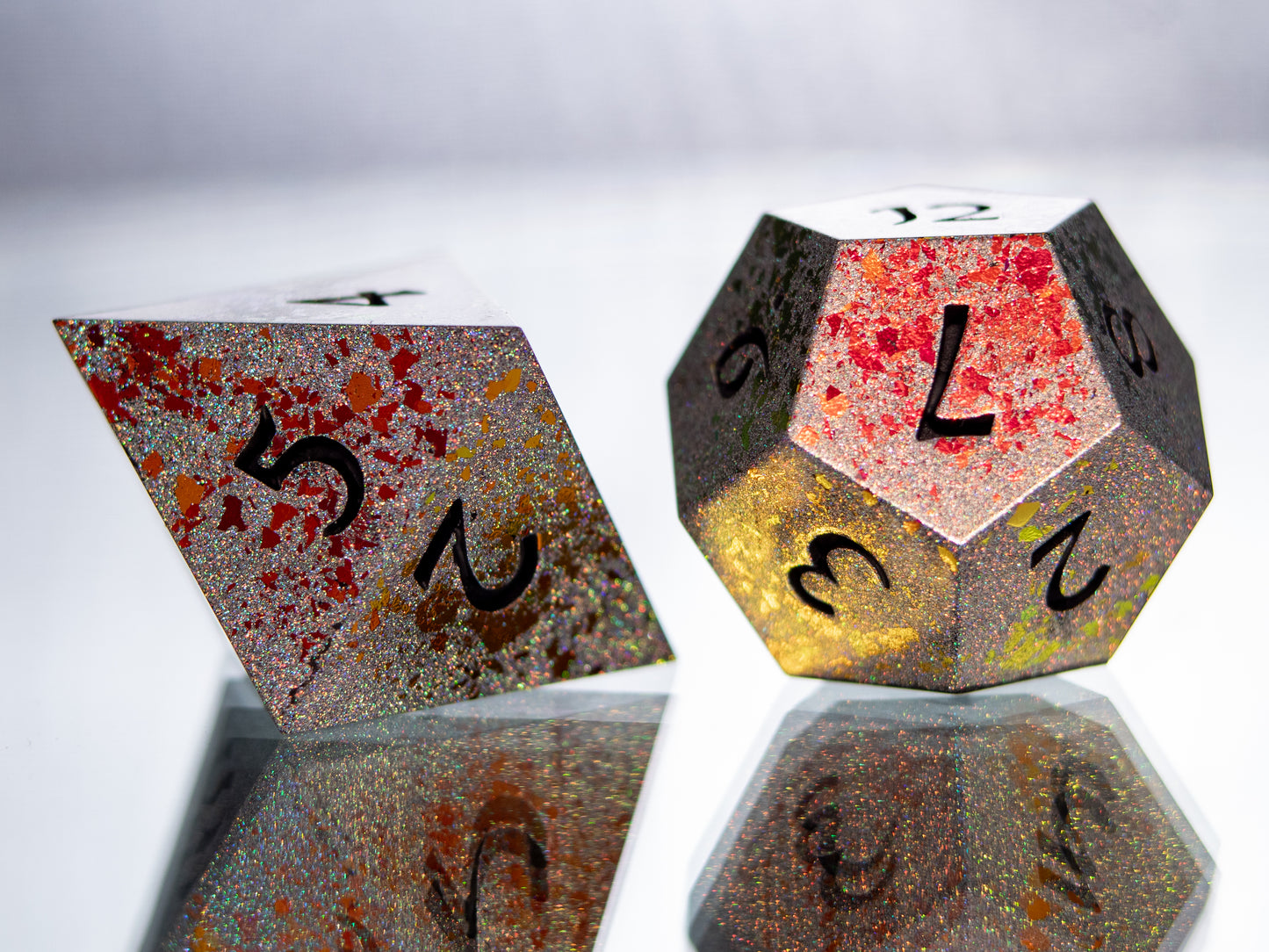 Embers- 7 Piece Handmade Resin Dice