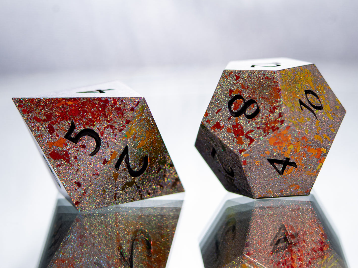 Embers- 7 Piece Handmade Resin Dice