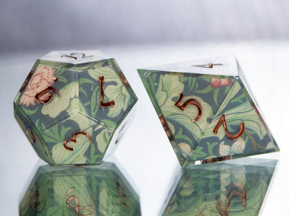 Morris Wallpaper - 7 Piece Handmade Resin Dice