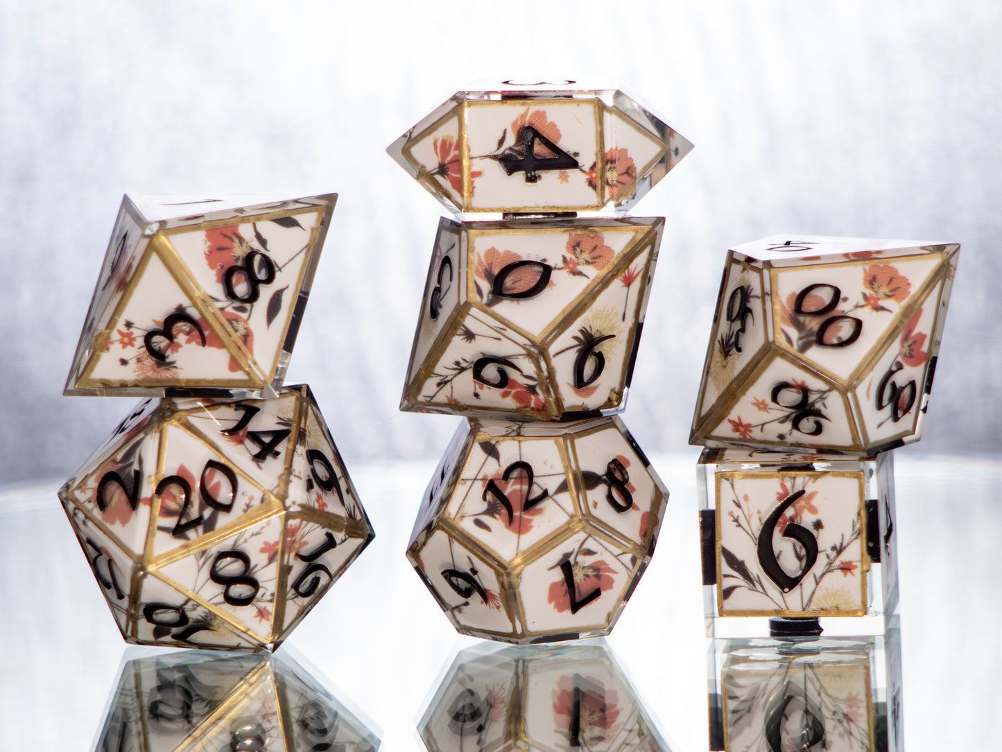 Fine Porcelain - 7 Piece Handmade Resin Dice