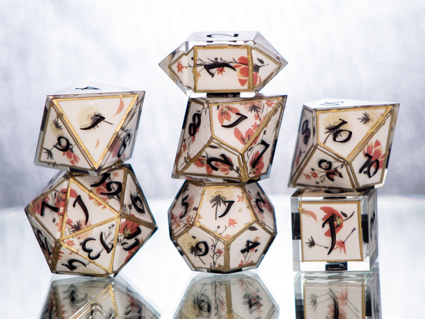 Fine Porcelain - 7 Piece Handmade Resin Dice