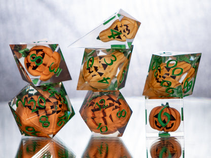 Pumpkin Patch - Alt 7 Piece Handmade Resin Dice