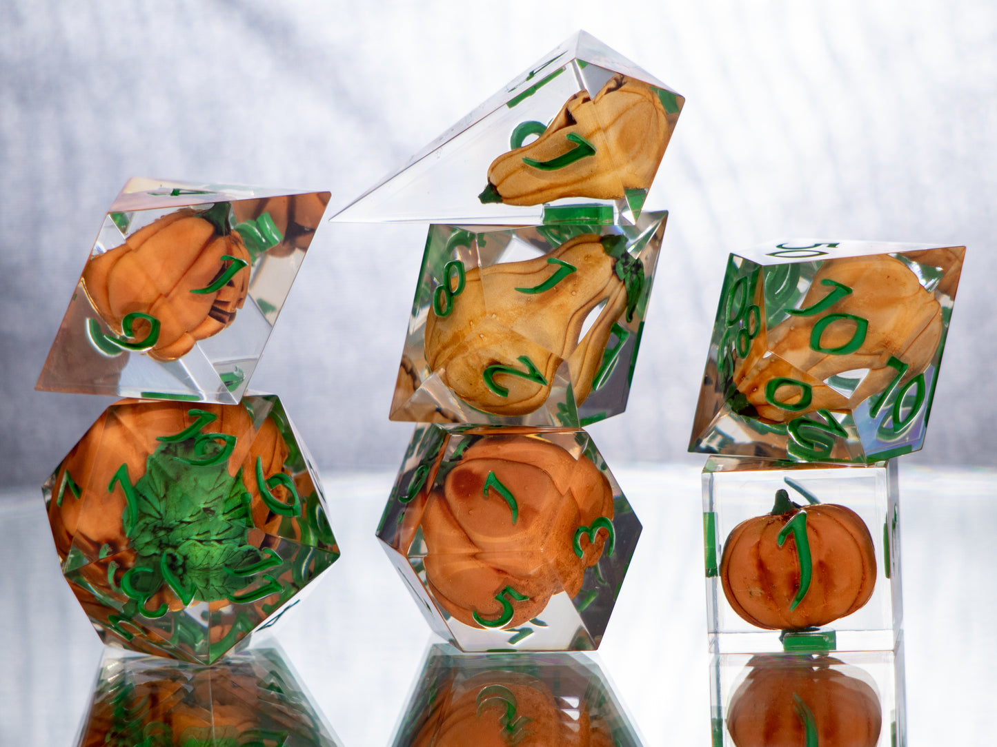 Pumpkin Patch - Alt 7 Piece Handmade Resin Dice