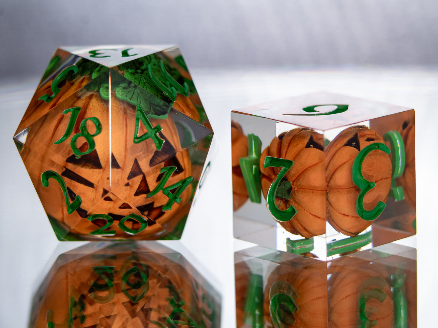 Pumpkin Patch - Alt 7 Piece Handmade Resin Dice