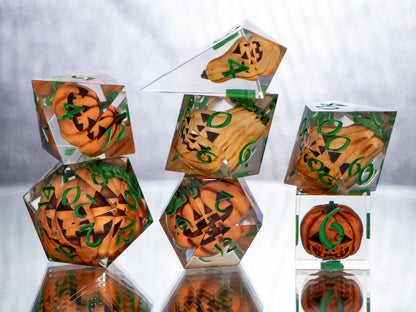 Pumpkin Patch - Alt 7 Piece Handmade Resin Dice