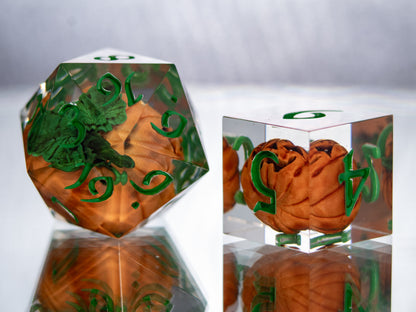 Pumpkin Patch - Alt 7 Piece Handmade Resin Dice