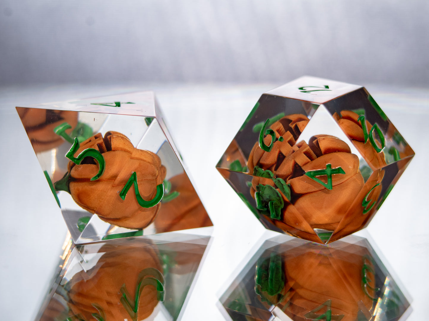 Pumpkin Patch - Alt 7 Piece Handmade Resin Dice