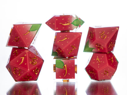 Strawberry Candies - 7 Piece Handmade Resin Dice