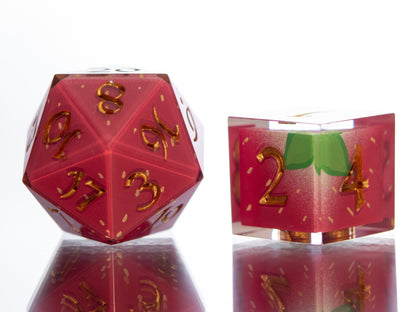 Strawberry Candies - 7 Piece Handmade Resin Dice