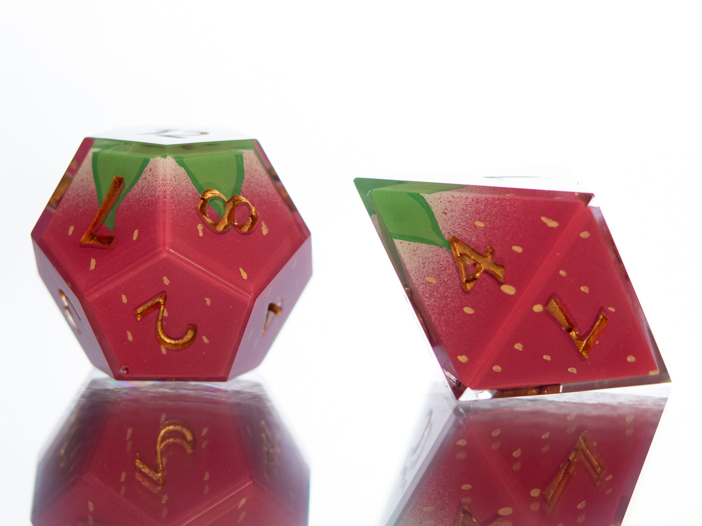 Strawberry Candies - 7 Piece Handmade Resin Dice