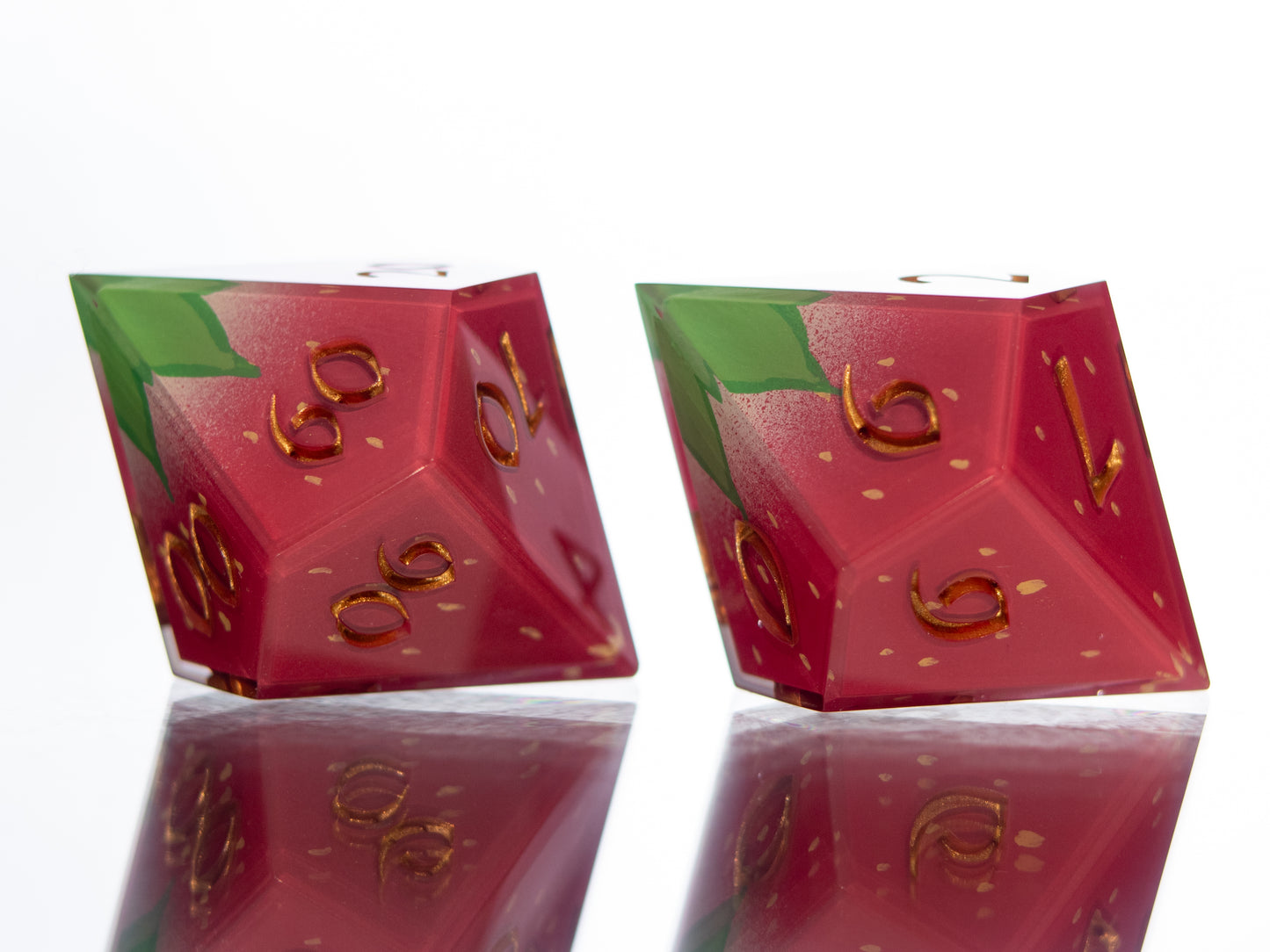 Strawberry Candies - 7 Piece Handmade Resin Dice