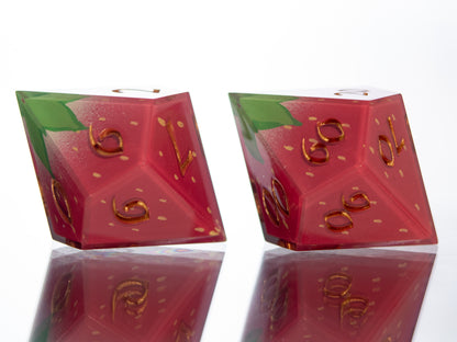 Strawberry Candies - 7 Piece Handmade Resin Dice