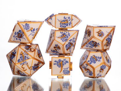 Gilded Porcelain - 7 Piece Handmade Resin Dice