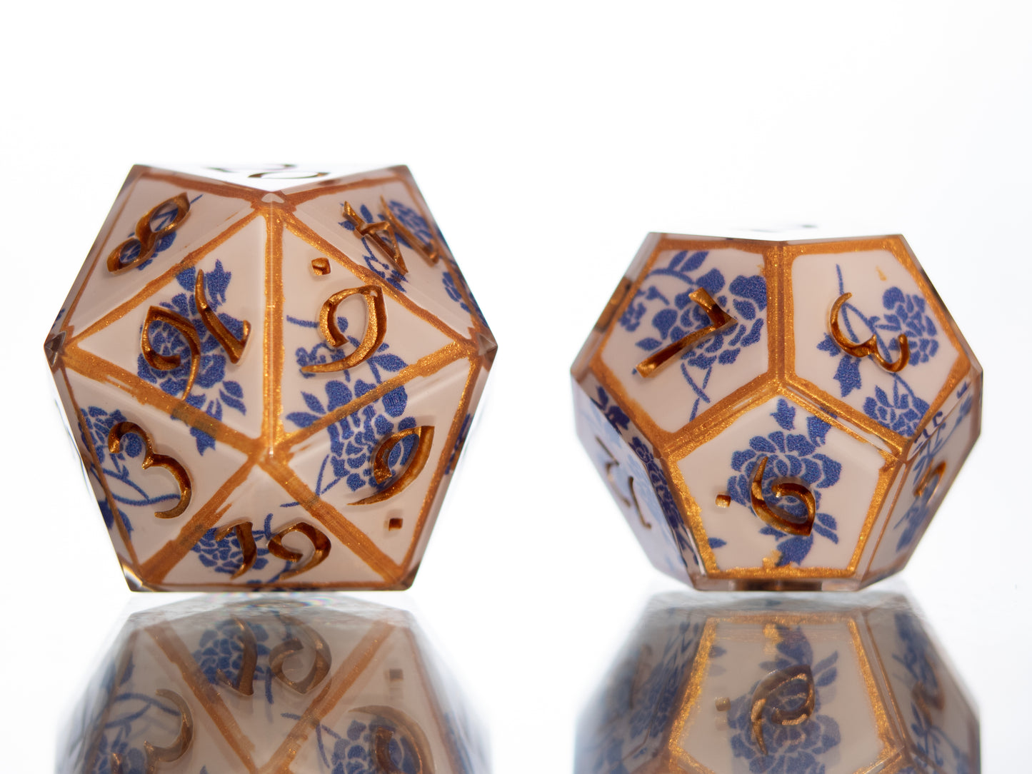 Gilded Porcelain - 7 Piece Handmade Resin Dice