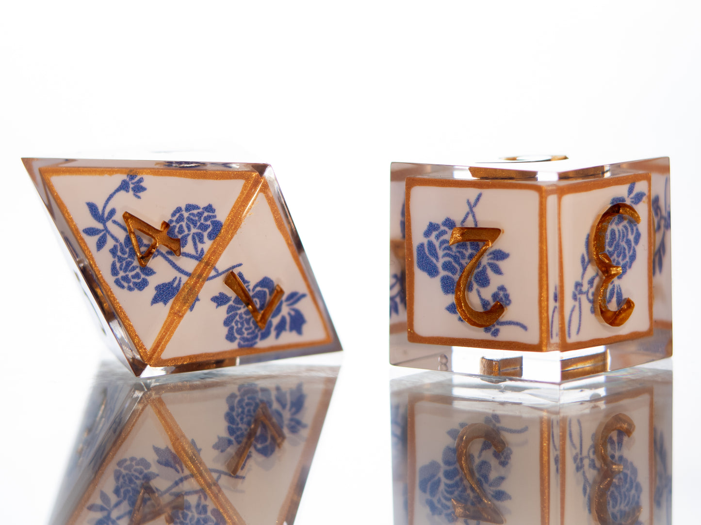 Gilded Porcelain - 7 Piece Handmade Resin Dice