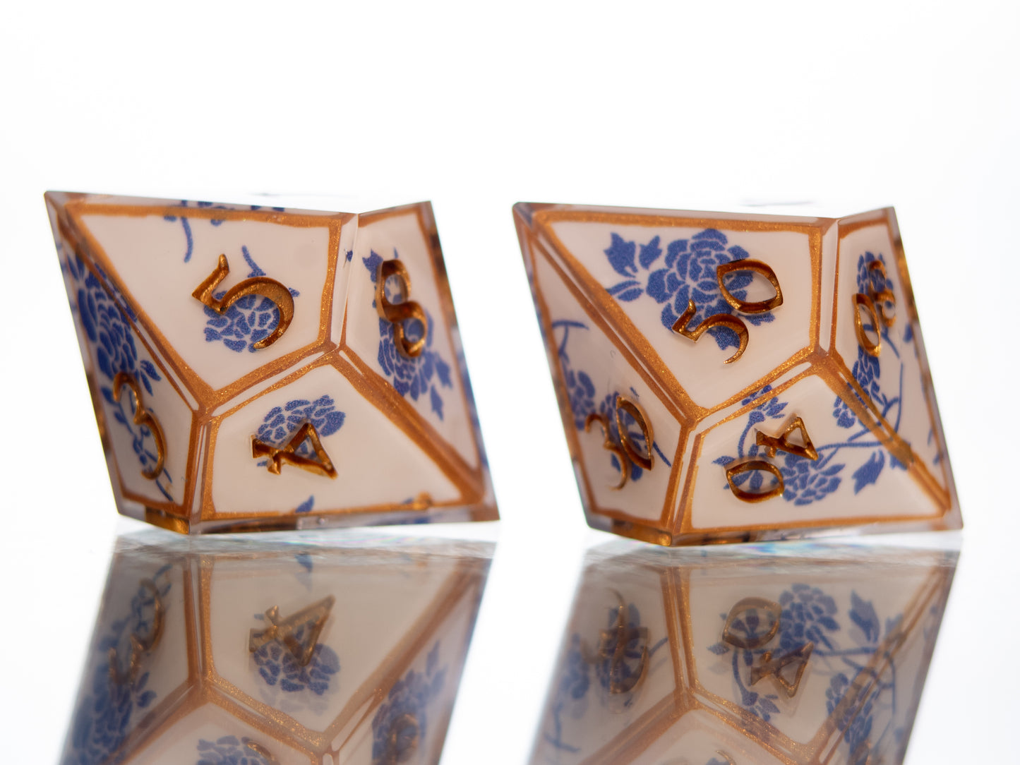 Gilded Porcelain - 7 Piece Handmade Resin Dice