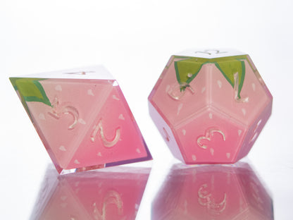 Sweet Strawberries - 7 Piece Handmade Resin Dice