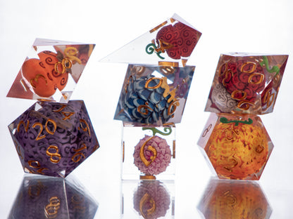 Devilish Fruits: Ver. 2 - Alt 7 Piece Handmade Resin Dice