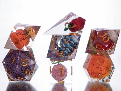 Devilish Fruits: Ver. 2 - Alt 7 Piece Handmade Resin Dice